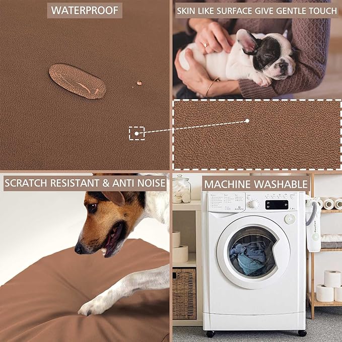Dog Bed Cover Waterproof Replacement Machine Washable Covers for Dog Bed Heavy Duty Scratch Resistant Mattress Protector Pet Bed Round 20x20 Inch Cover Only Brown