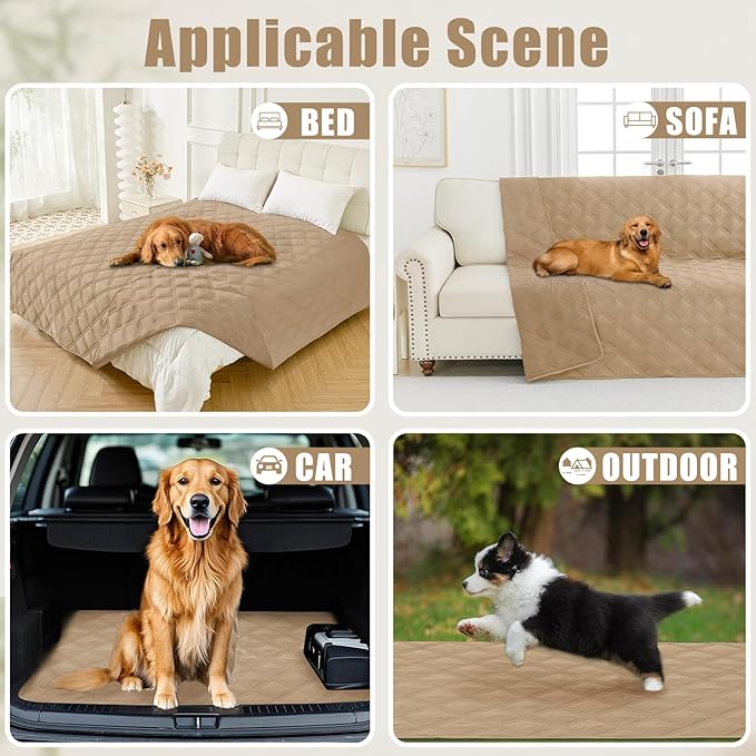 Smiry Waterproof Dog Bed Cover Blanket 40x80, Soft Reversible Pet Blanket, Washable Leakproof Cats Dogs Couch Cover for Sofa, Couch, Furniture, Camel/Camel