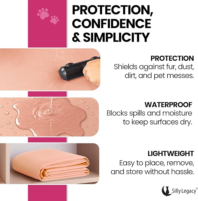 SILLY LEGACY Thin Reversible Waterproof Protective Cover or Liner for Bed or Couch (King Size, 100 x 96 inch), for Dogs and Cats, Babies; Incontinence, Dirt, Drool