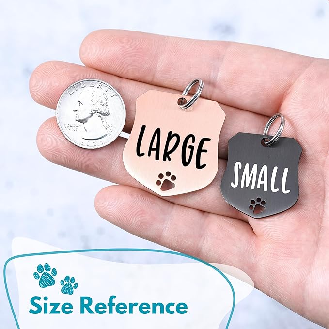 Ultra Joys Dog Tags Personalized for Pets - Hollow Paw Custom Pet ID Tag - Engraved Dog Tag for Small, Large Dogs - Small Badge in Black