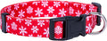 Native Pup Christmas Dog Collar- Winter Holiday Collars for Pets- Xmas Gift for Puppy- Santa, Reindeer, Snowman, Candy Cane, Red Green- Girl Boy- Small, Medium, Large Breeds (Red Snowflake, Small)