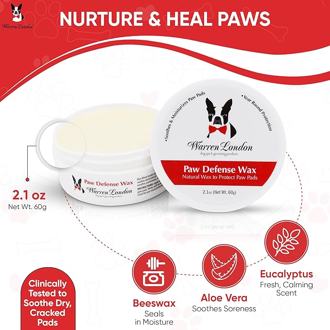 Warren London Pawdicure Gift Box for Dogs – 8-Piece Luxury Paw Spa Set w/Paw Sani Scrub, Fizz Soak, Grapeseed Oil, Hydrating Butter Balm, Paw Defense Wax, Nail File & 2 Quick-Dry Nail Polish Pens