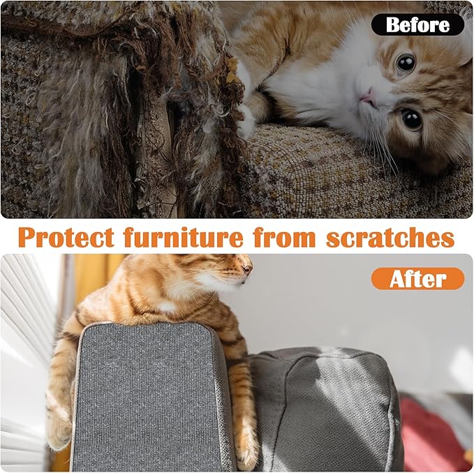 Cat Scratch Furniture Protector - 138" x 13.8" Trimmable Self-Adhesive Cats Claws Scratch Pads, DIY Cat Climbing Couch Protector for Scratch Post Cat Tree Replacement Indoor (Light Gray)