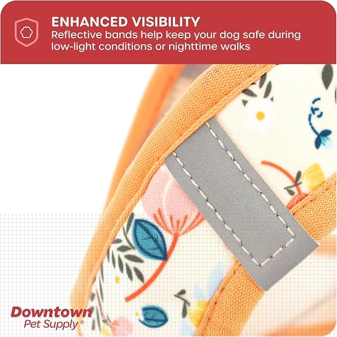 Downtown Pet Supply Step-in Dog Harness – No Pull, Adjustable Padded Mesh with Reflective Trim, Secure Buckle Strap – Comfortable & Breathable Small Dog Harness, X-Small,Floral