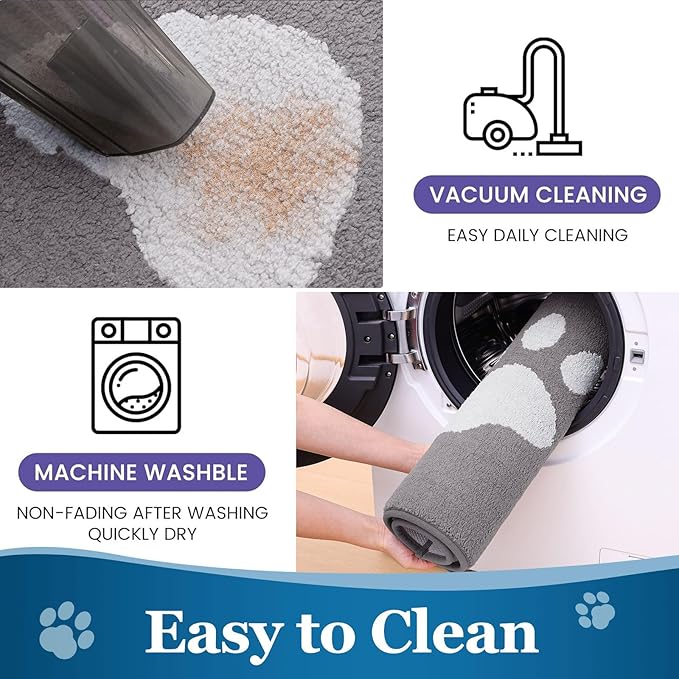 Buganda Dog Door Mat for Muddy Paws, Absorbent Dirt Trapper Washable Indoor Doormats, Non Slip Low-Profile Mud Mat for Dogs, Front Entrance Doormat for Inside Floor (59x35 Inches, Light Grey)