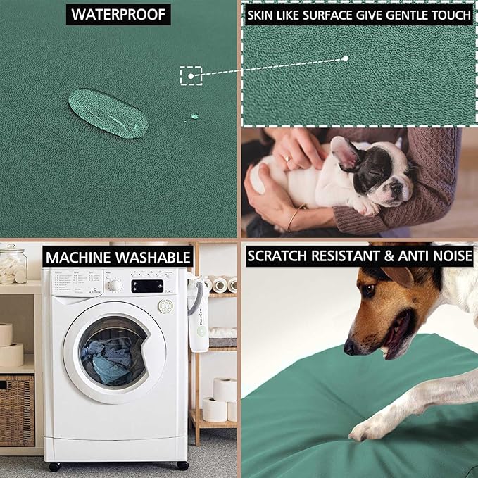 Dog Bed Cover Waterproof Replacement Machine Washable Covers for 20x15 Inch Dog Bed Heavy Duty Scratch Resistant Mattress Protector Pet Bed Cover Only Dark Green