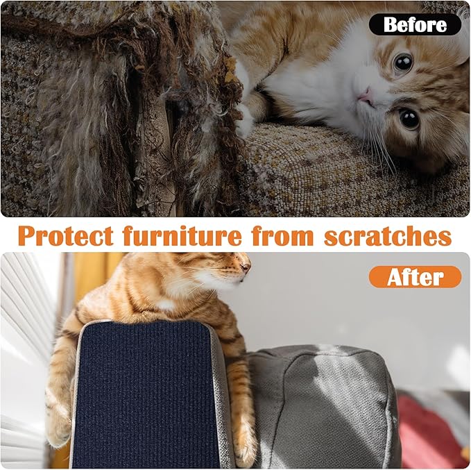 Cat Scratch Furniture Protector - 158" x 13.8" Trimmable Self-Adhesive Cats Claws Scratch Pads, DIY Cat Climbing Couch Protector for Scratch Post Cat Tree Replacement Indoor (Dark Blue)