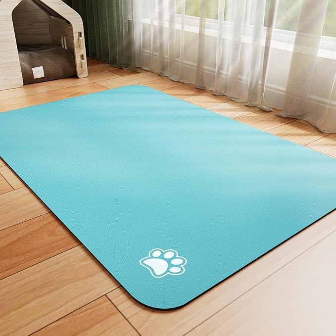 Dog Food Mat - Absorbent Cat Mat for Food and Water, No Stains Pet Feeding Bowl Mat, Easy to Clean Pet Placemats, Quick Dry Dog Water Dispenser Mat for Messy Drinkers | Paw Teal 24"x36"