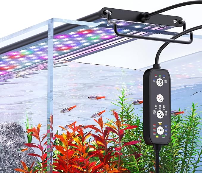 SEAOURA 24/7 Mode LED Aquarium Light for Plants-Sunrise-Daylight-Moonlight Mode, Fish Tank Light with Auto On/Off, 7 Colors, Adjustable Timer/Brightness for 30 Inch to 36 Inch Freshwater Tank