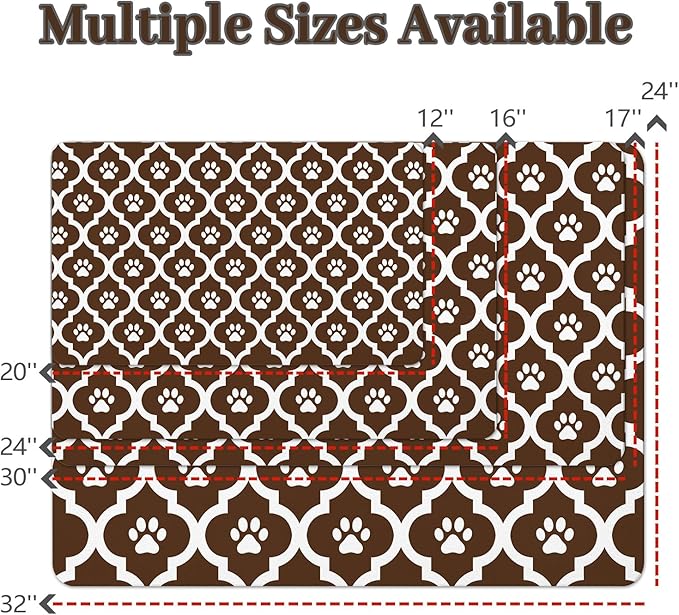 Dog Food Mat 17X30 Inch Pet Feeding Absorbent Mats for Floor Cat Water Bowl Placemats Non-Slip Washable Dog Mat for Food and Water
