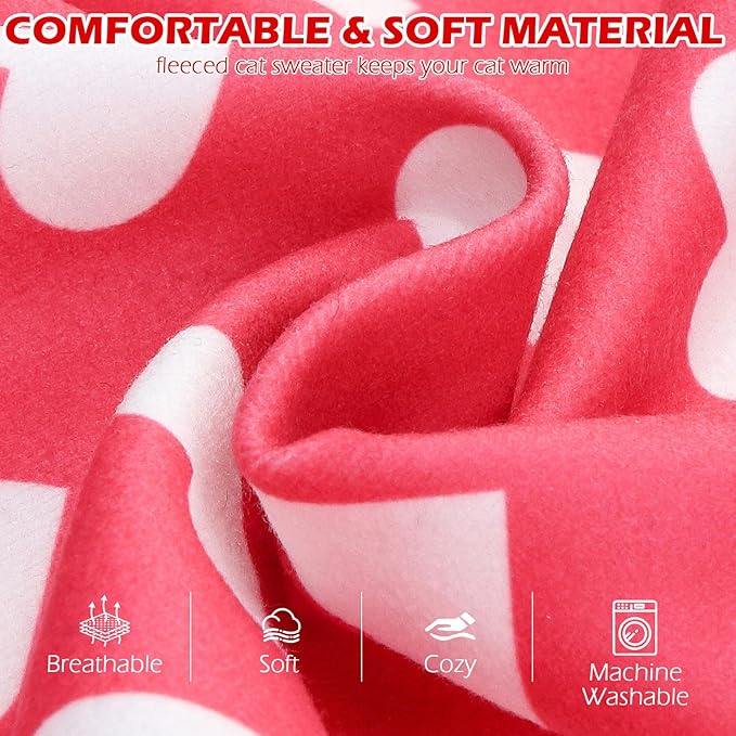 EXPAWLORER Cat Valentines Outfit Sweater - Valentine's Day Sweater for Cats Only Warm Kitten Clothes, Pet Coat Pullover Design, Fleece Sweatshirt Clothing Also for Puppy Small Dogs, Pink Heart S
