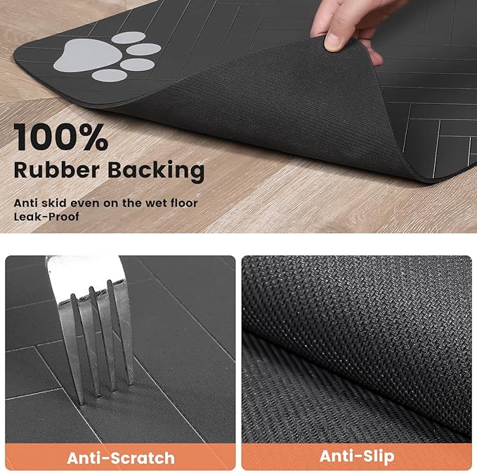 Pet Feeding Mat-Absorbent Pet Placemat for Food and Water Bowl, with Waterproof Rubber Backing, Quick Dry Water Dispenser Mat for Dog and Cat (20"x12", Lime Green)