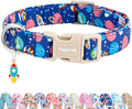 Faygarsle Space Theme Dog Collar, Navy Blue with Rockets and Planets Pattern for Summer Small Medium Large Dogs S