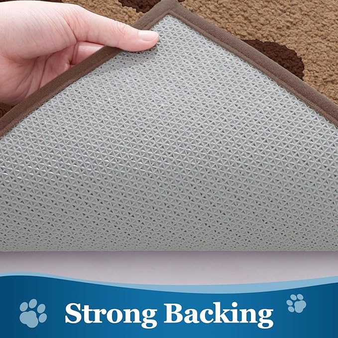 Buganda Dog Door Mat for Muddy Paws, Absorbent Dirt Trapper Washable Indoor Doormats, Non Slip Low-Profile Mud Mat for Dogs, Front Entrance Doormat for Inside Floor (70x24 Inches, Beige)