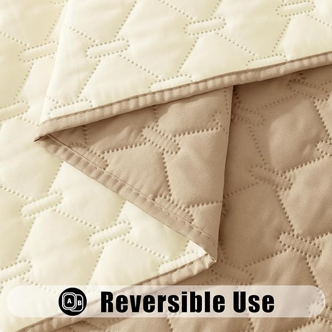 Smiry Waterproof Dog Bed Cover Blanket, Soft Reversible Pet Blanket, Washable Leakproof Cats Dogs Couch Cover for Sofa, Couch, Furniture (82x120 Inch, Camel/Beige)