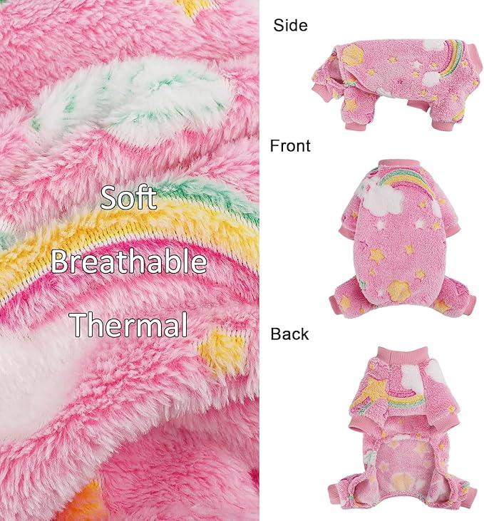 Fleece Dog Pjs - Cute Extra Small Puppy Clothes, Soft & Stretchy Dog Onesies for Chihuahua Yorkie Cat, XS