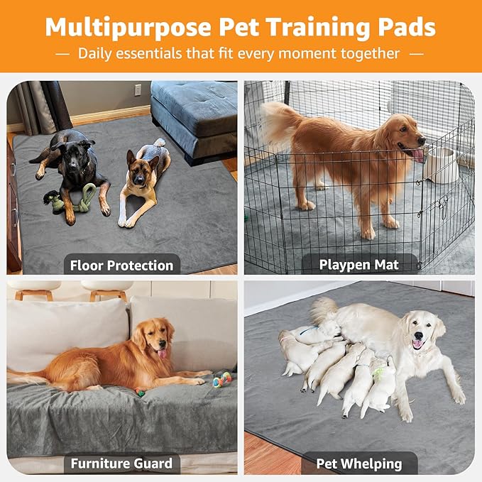 Washable Pee Pads for Dogs, 60x60 Reusable Whelping Pads, Absorb Dog Mats Non-Slip Puppy Training Pads for Whelping, Potty, Training, Playpen, Crate