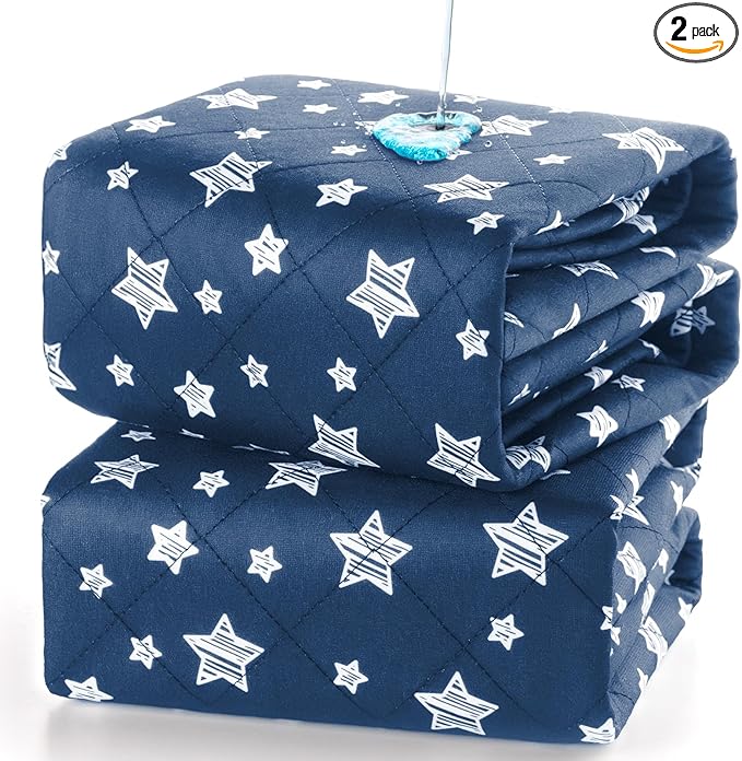 Waterproof Bed Pads Washable, Absorbent Chuck Pads for Incontinence, Washable Pee Pads for Dogs, Waterproof Mattress Protector for Seniors, Bedwetting Kids, Hospitals, Pets, 34"x52" 2 Pack
