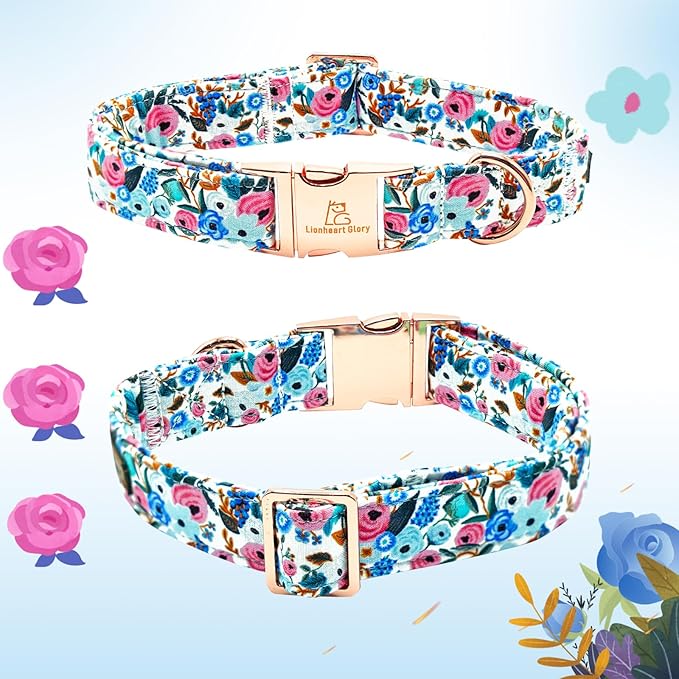 Lionheart Glory Floral Dog Collar - Soft, Durable & Adjustable for Large Dogs