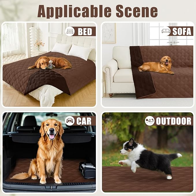 Smiry Waterproof Dog Bed Cover Blanket 52x82, Soft Reversible Pet Blanket, Washable Leakproof Cats Dogs Couch Cover for Sofa, Couch, Furniture, Brown/Chocolate