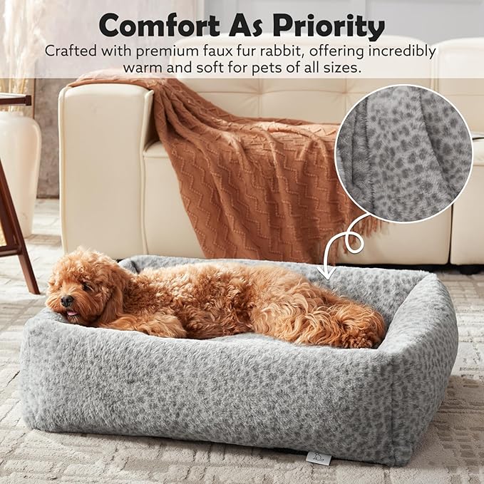 JOEJOY XL Dog Beds Large Sized Dog, Washable Orthopedic Premium Soft Corduroy Fleece Pet Bed with Removable Zipper Cover, Cute Calming Puppy Bed with Non Skid Bottom