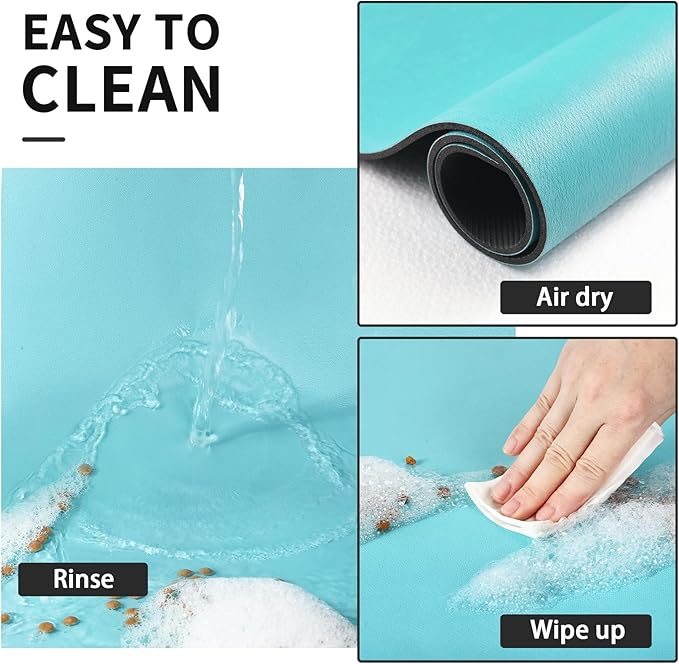 Dog Food Mat - Absorbent Cat Mat for Food and Water, No Stains Pet Feeding Bowl Mat, Easy to Clean Pet Placemats, Quick Dry Dog Water Dispenser Mat for Messy Drinkers | Paw Teal 18"x 28"