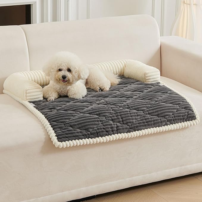 HAOMAIJIA Dog Couch Bed for Large Dogs, Non Slip Pet Couch Covers for Sofa Thick Soft Washable Dog Couch Cover Protector All Seasons Universal Dogs and Cats Bed Mat (Grey, Large)