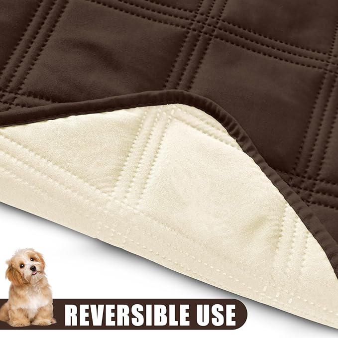 Smiry Waterproof Dog Bed Cover Blanket 40x80, Soft Reversible Pet Blanket, Washable Leakproof Cats Dogs Couch Cover for Sofa, Couch, Furniture, Chocolate/Beige