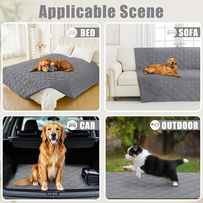 Smiry Waterproof Dog Bed Cover Blanket 40x90, Soft Reversible Pet Blanket, Washable Leakproof Cats Dogs Couch Cover for Sofa, Couch, Furniture, Grey/Grey
