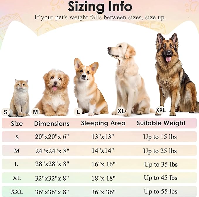 28in Large Dog Bed, Medium Size Dog and Cats, Calming Donut Bed for Puppy and Kitten, Washable Round Fluffy Pet Bed (Rainbow)