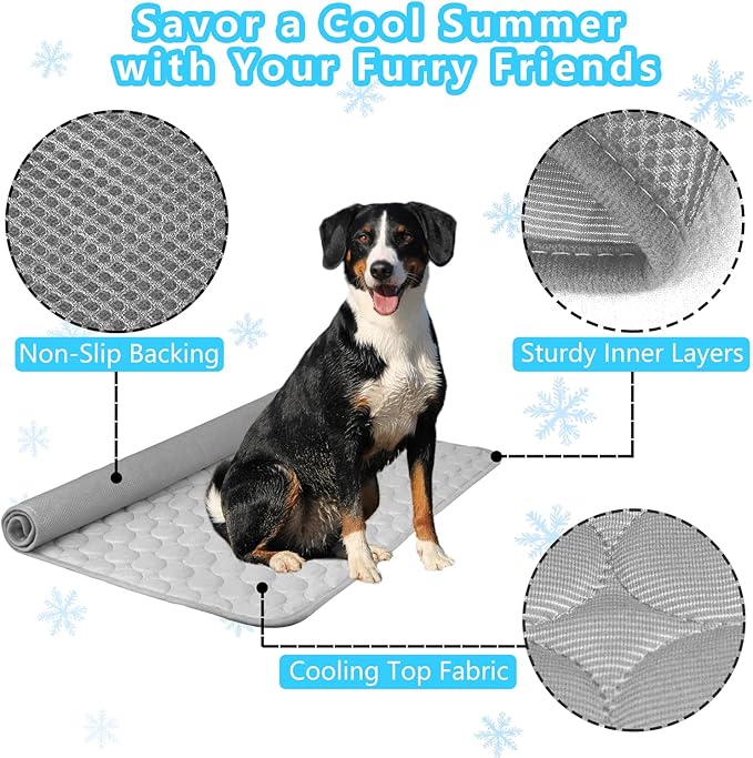 Dog Cooling Mat for Dogs, Pet Cooling Pad Bed for Dog Easy Washable for All Types of Pets and Perfect for Both Indoor and Outdoor Use, Including Car Seats 28" x 22"