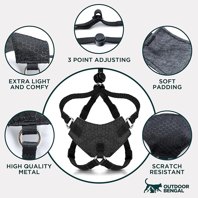 Houdini™ Escape Proof Cat Harness and Leash Set by OutdoorBengal – Red, Medium Cat Harness for Walking