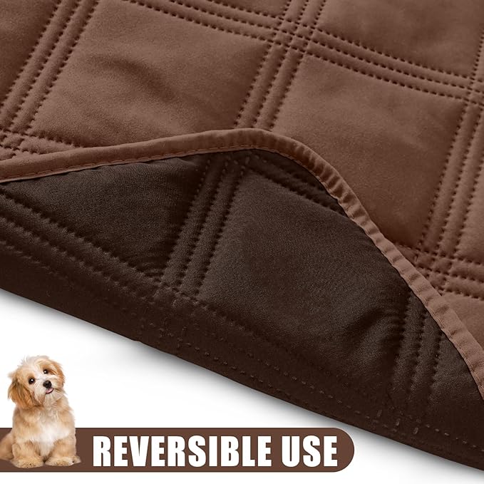 Smiry Waterproof Dog Bed Cover Blanket 82x120, Soft Reversible Pet Blanket, Washable Leakproof Cats Dogs Couch Cover for Sofa, Couch, Furniture, Brown/Chocolate