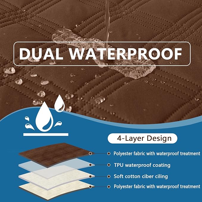 hyha Waterproof Dog Blanket, Reversible Pet Bed Blanket, Soft Sofa Couch Cover for Dogs Washable, Waterproof Pet Couch Covers for Sofa Puppy Cats Furniture Protector(52"x82", Brown/Beige)