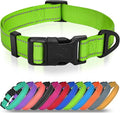 Joytale Small Dog Collar, Reflective and Adjustable Nylon Collar with Quick-Release Buckle, Lightweight No-Choke Design for Small Dogs, Green, 3/4" Width