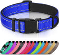 Joytale Reflective Dog Collar, Soft Neoprene Padded, Metal D-Ring, Nylon Pet Collar Adjustable for Puppy and Small Dogs, Navy Blue, XS