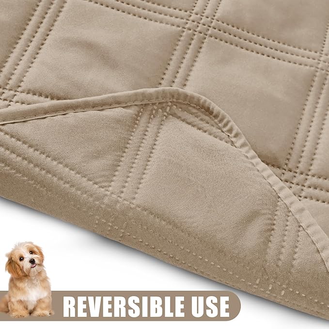 Smiry Waterproof Dog Bed Cover Blanket 68x82, Soft Reversible Pet Blanket, Washable Leakproof Cats Dogs Couch Cover for Sofa, Couch, Furniture, Taupe/Taupe