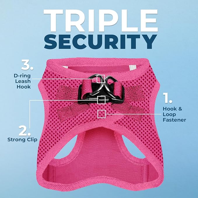 Best Pet Supplies Voyager Step-in Air Harness - All Weather Mesh, Reflective, No Pull Harness for Dogs, Cats - Secure with Hook & Loop Fastener, Buckle, Double D-Rings - Fuchsia, M