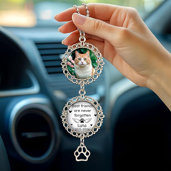 Hyturtle Personalized Pet Memorial Car Hanging Ornament - Custom Photo Pet Memorial Gifts Rearview Mirror Hanging Accessories - Loss of Dog Sympathy Gift - Dog Remembrance Gifts