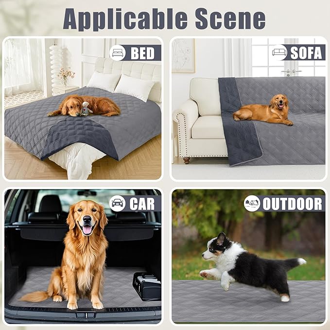Smiry Waterproof Dog Bed Cover Blanket 40x70, Soft Reversible Pet Blanket, Washable Leakproof Cats Dogs Couch Cover for Sofa, Couch, Furniture, Grey/Dark Grey
