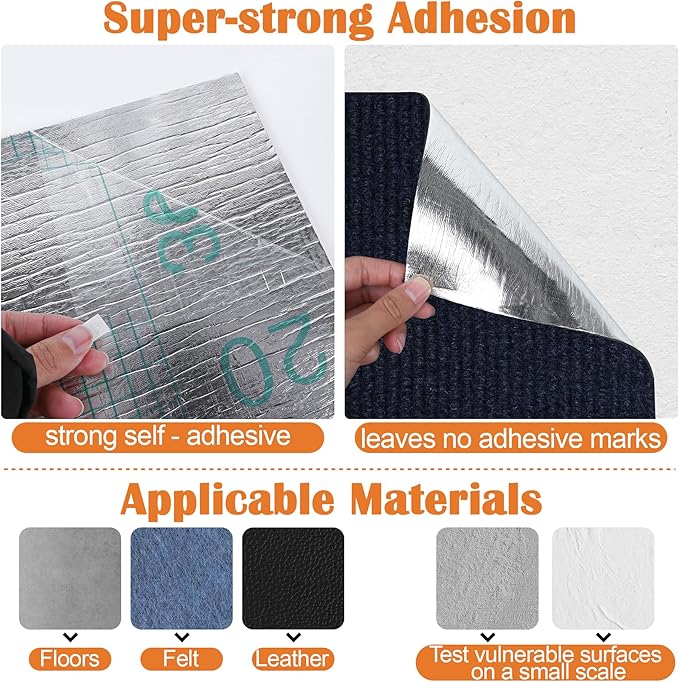 Cat Scratch Pads for Indoor Cats - 100" x 15.8" Trimmable Self-Adhesive Couch Corner Protectors for Cats, DIY Climbing Couch Protector for Scratch Post Cat Tree Shelves Wall (Dark Blue)