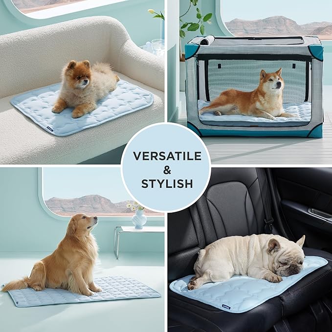 Bedsure Cooling Mat for Large Dogs – 41x28 Thin Washable Cooling Pet Pad for Puppy, QMAX>0.5, XL Portable Kennel Puppy Bed for Summer, Non-Slip Summer Crate Pad for Big Dog Up to 80 lbs