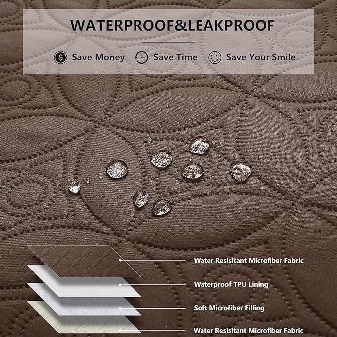 Waterproof Dog Blanket, 30x53 inches Small Pet Couch Covers for Sofa, Chair Bed Furniture Protector from Dogs Washable and Reversible-Chocolate+Cream