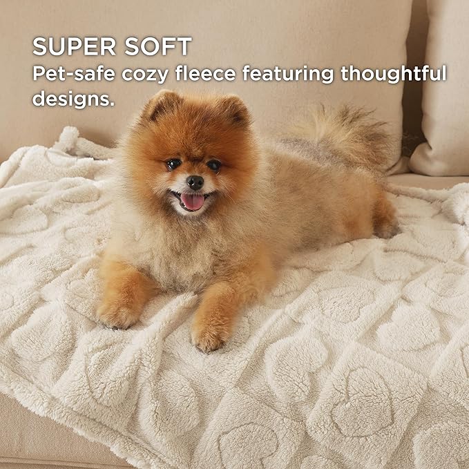 Bedsure Dog Blankets for Large Dogs Washable - Fluffy Fuzzy Cat Puppy Blanket with Premium 300GSM Coral Fleece Soft for Pet Kitten Doggy, White, 40x50IN