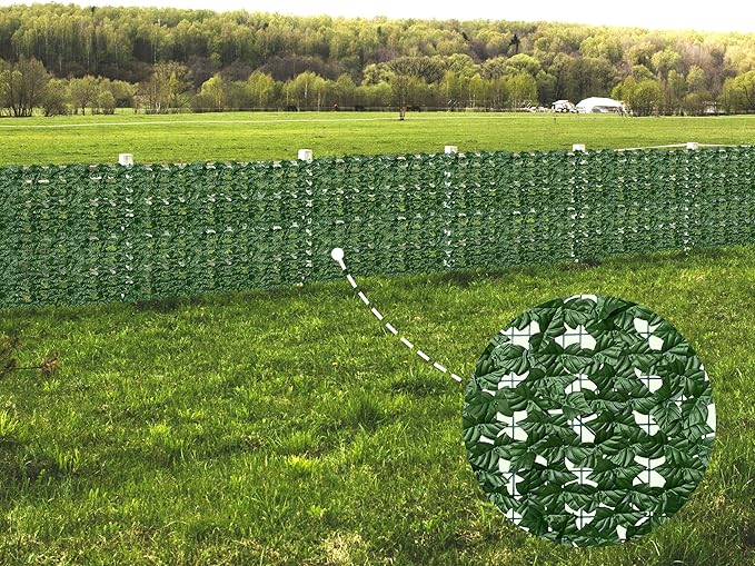 Artificial Fence Privacy Screen: 4FT x 50FT UV-Anti Faux Greenery Backdrop Ivy Chain Link Shades Panels for Patio, Balcony, Garden,Deck,Backyard Indoor Outdoor Green Wall Decor