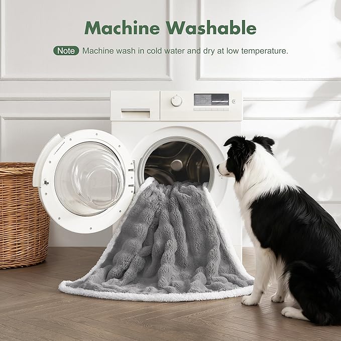 Soft Cozy Waterproof Dog Blanket for Couch - Room Decor Medium Pet Blanket for Furniture Protector, Washable Calming Dog Crate Blankets for Indoors & Outdoors, Grey, 40"x50"