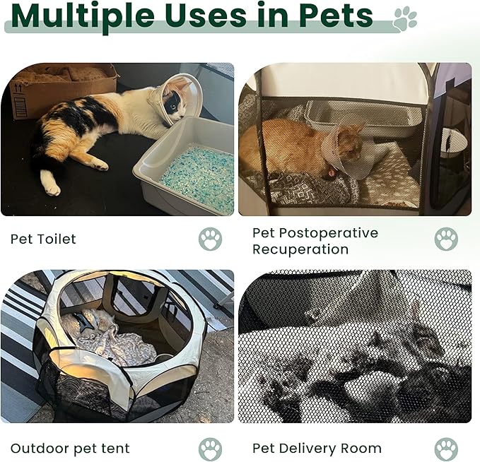 Love's cabin Pet Puppy Dog Playpen, Medium Dog Tent Crates Cage Indoor/Outdoor, Portable Playpen for Cat, Foldable Pop Up Dog Kennel Playpen with Carring Case, Removable Zipper Top, Olive Green