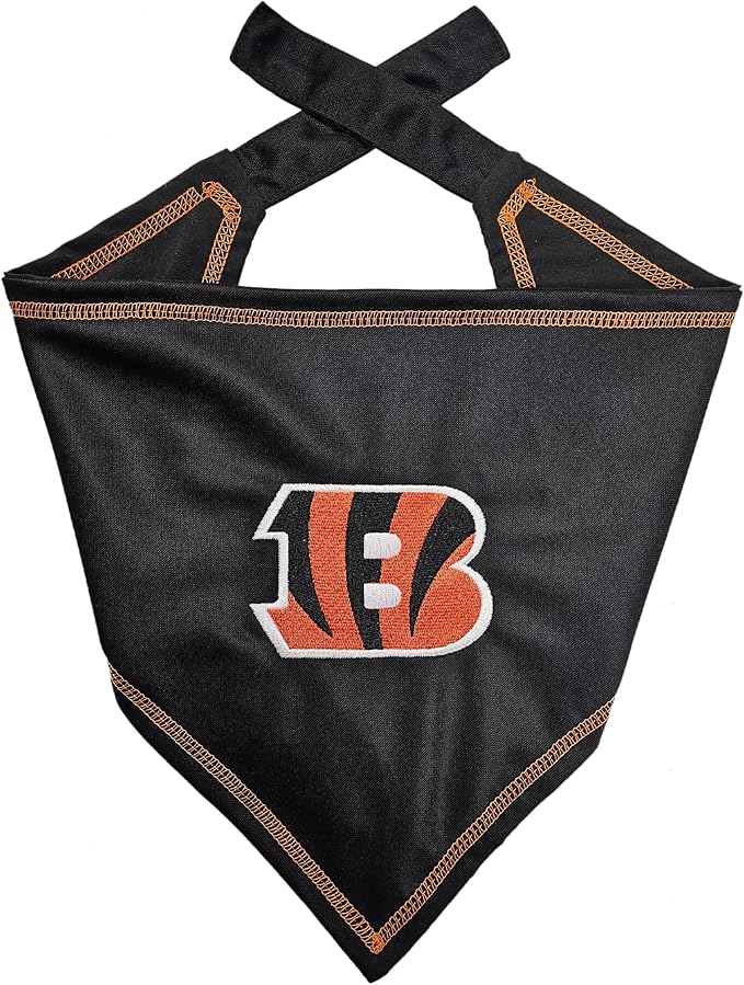 Pets First NFL Cincinnati Bengals TIE Bandana, Large/X-Large. Dog Bandana Scarf Bib for Pet Cat Dog. The Ultimate Game-Day, Party Bandana