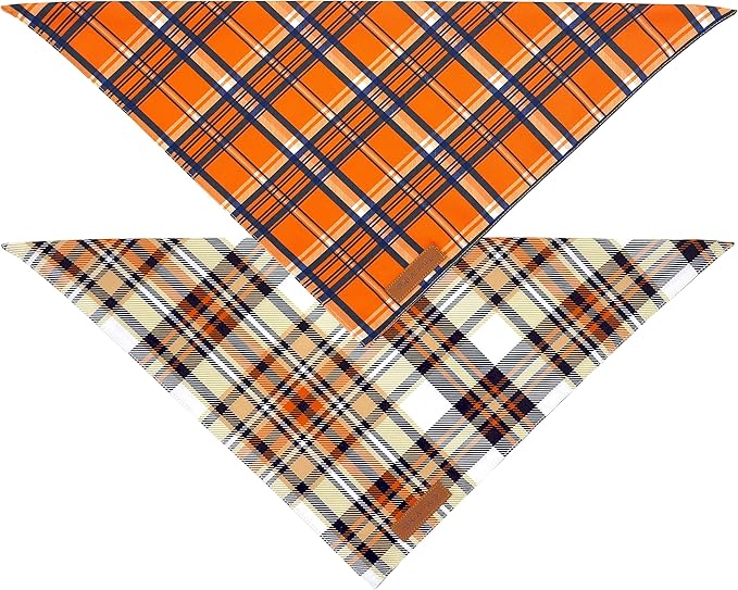 Realeaf Fall Dog Bandanas 2 Pack, Reversible Pet Scarf for Boy and Girl, Premium Durable Fabric, Holiday Halloween Thanksgiving Bandana for Large and Extra Large Dogs (X-Large)