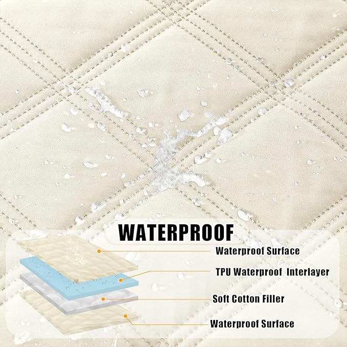 Smiry Waterproof Dog Bed Cover Blanket 40x80, Soft Reversible Pet Blanket, Washable Leakproof Cats Dogs Couch Cover for Sofa, Couch, Furniture, Beige/Beige